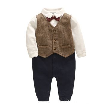 New baby 2 piece set newborn romper baby romper vest bow infants gentleman outfit